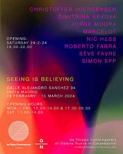 Group exhibition, Seeing Is Believing, 2024, opening 24 February 2024. Flyer